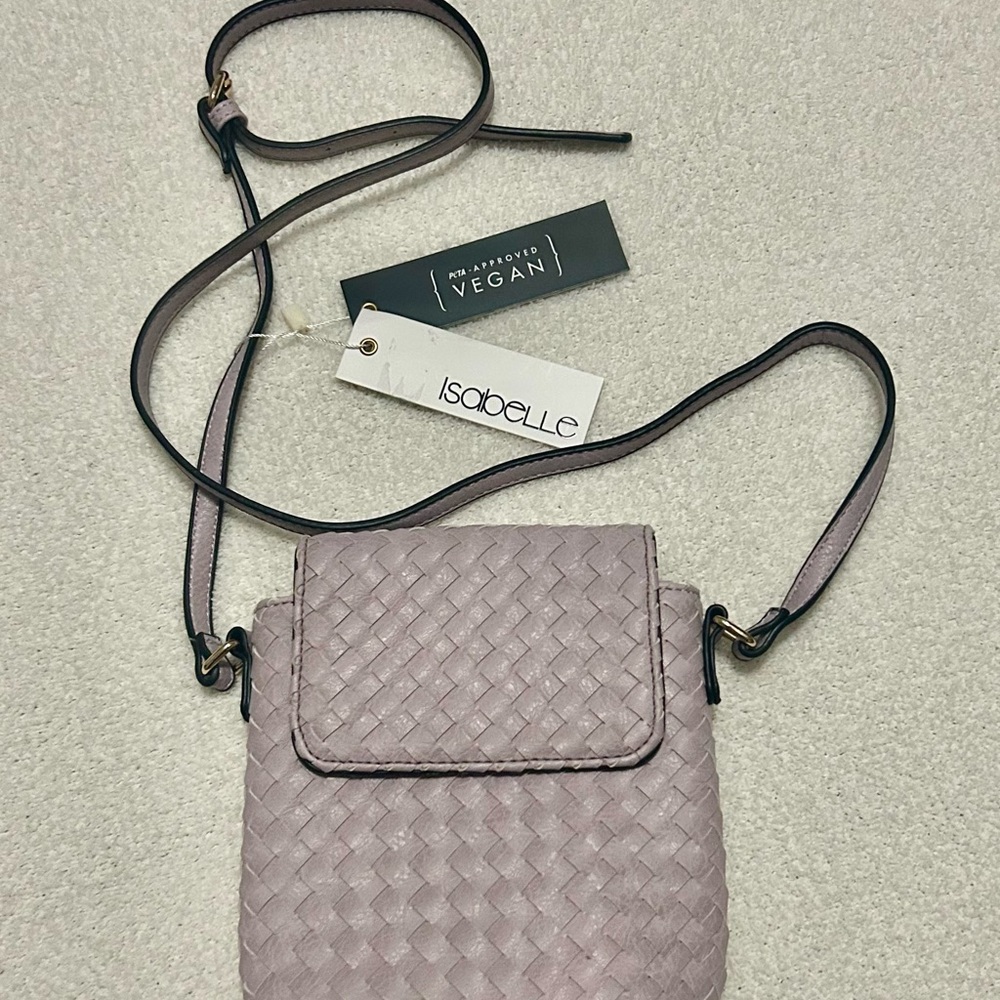 NWT- Isabella Vegan Woven Crossbody Bag - Lilac.